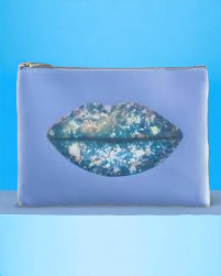 Blue Glitter Lip Makeup Bag